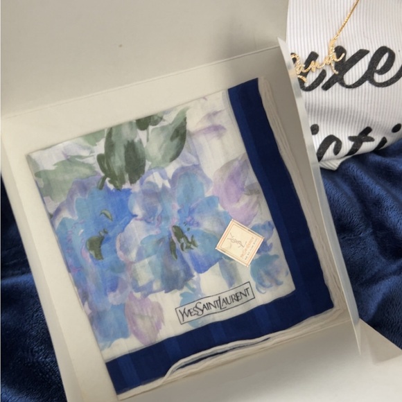 Yves Saint Laurent Blue and White Scarf - Picture 9 of 12